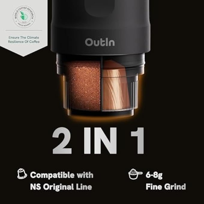 أووةن ماكينة صنع قهوة إسبريسو كهربائية محمولة بتقنية النانو مع تسخين ذاتي لمدة 34 دقيقة وقوة 20 بار، صغيرة الحجم 12 فولت و24 فولت، متوافقة مع كبسولات قهوة مطحونة من إن إس، لون رمادي فضائي - Image 5