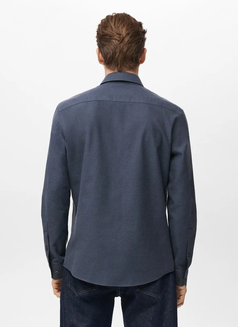 Mango Man 100% cotton regular-fit striped shirt