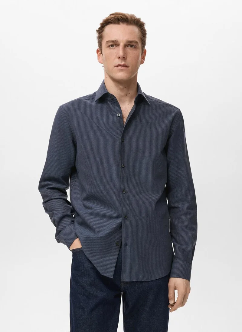 Mango Man 100% cotton regular-fit striped shirt