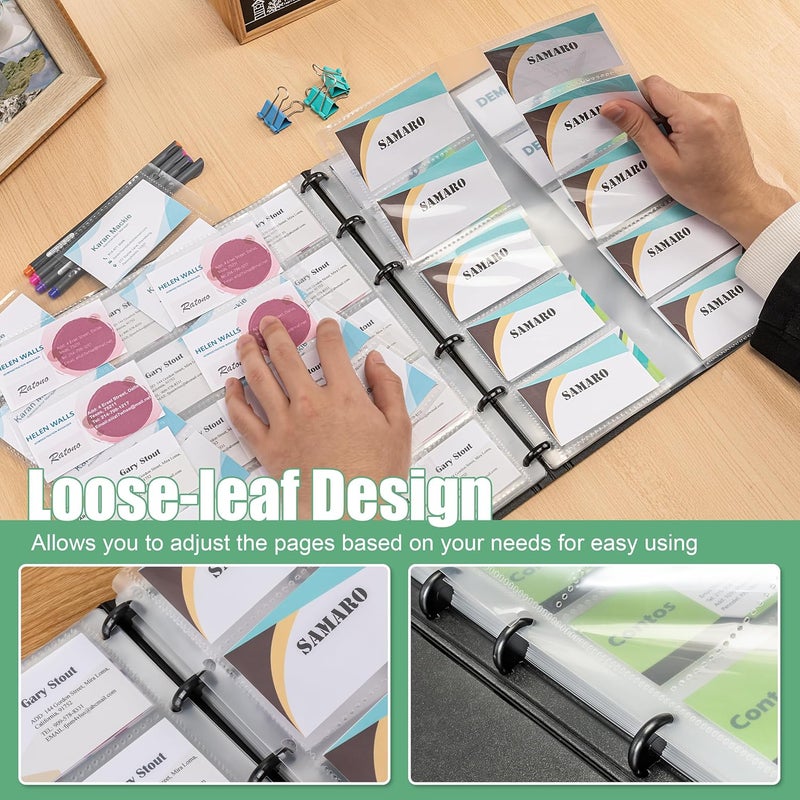 ماي لايف أونيت Business Card Book, Name Card Holder Book with 600 Business Cards Capacity, Credit Card Book File Storage (Black) - Image 4