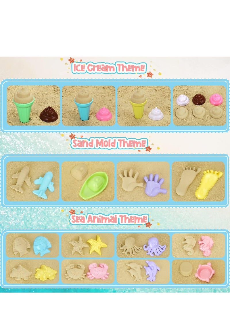 CUNUUDOOL Beach Toys, Ice Cream Sand Toys for Toddlers, with Collapsible Bucket and Shovels for Kids with Bag, Travel Toys for Boys Baby Girls Age 3 4 5 6 7 8+ - Image 5