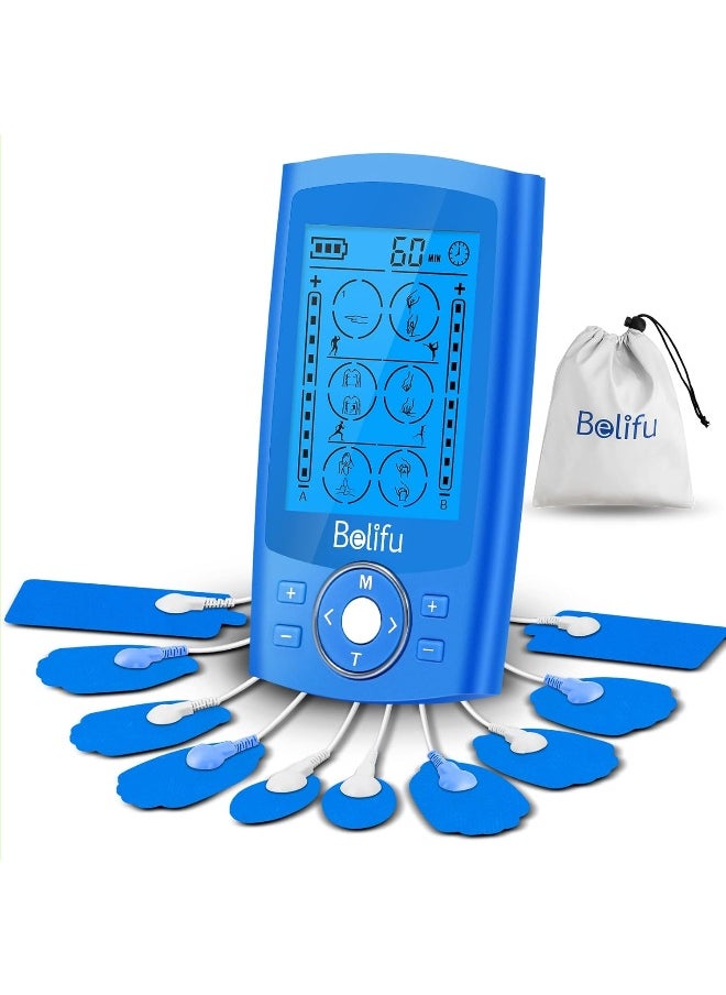 Belifu Belifu Dual Channel TENS EMS Unit 24 Modes Muscle Stimulator for Pain Relief Therapy  - Image 1