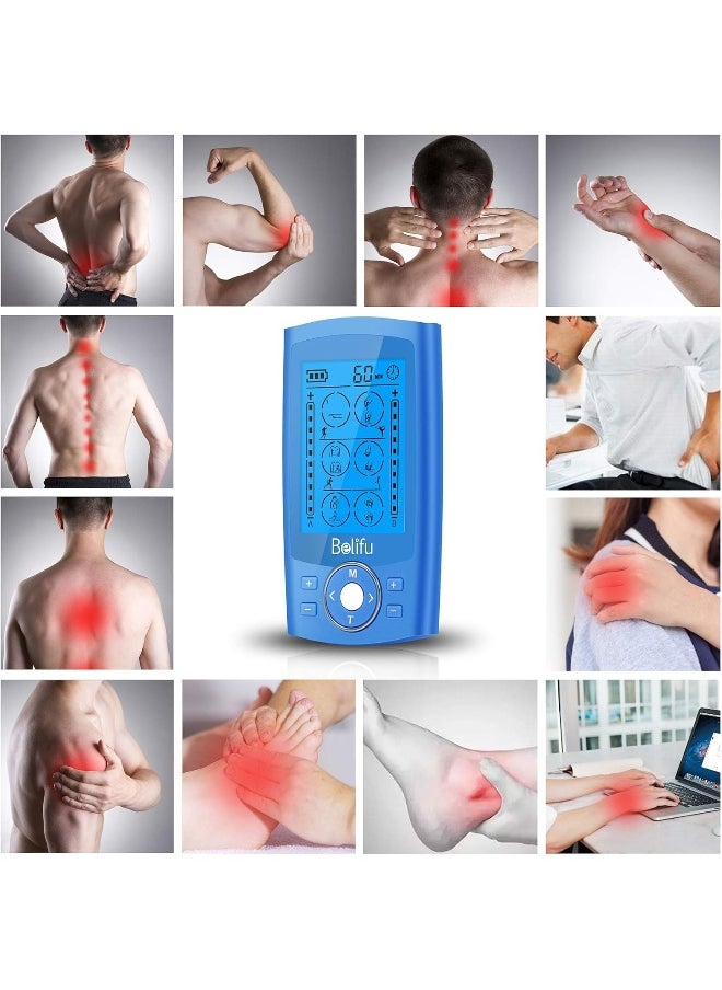 Belifu Belifu Dual Channel TENS EMS Unit 24 Modes Muscle Stimulator for Pain Relief Therapy  - Image 4