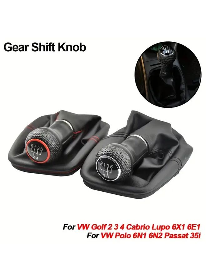 PU Leather 5 Speed Manual Transmission Gear Shift Knob Gaiter Handle Red for Volkswagen Golf 2 3 4 Cabrio 6N1 6N2 Passat 35i Lupo 6X1 6E1 - Image 1