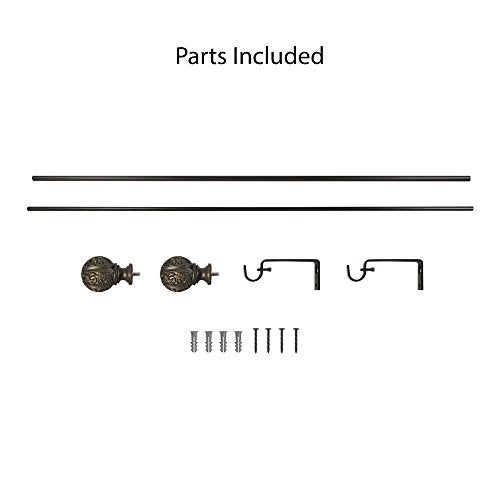 Decopolitan - 29992-26DW Leaf Ball 5/8" Curtain Rod Set, 26 to 48 Inches, Distressed Ivory - Image 5