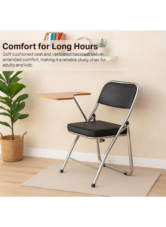 مالتي هوم فيرنيتشر كرسي دراسة قابل للطي من Multi Home Furniture باللون الأسود مع لوح كتابة بني - كرسي مريح بإطار معدني - كرسي دراسة للكبار والطلاب - كرسي قابل للطي لغرف الدراسة والعمل عن بعد. - Image 4