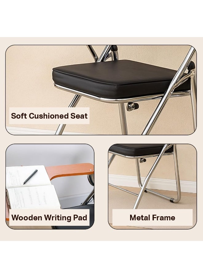 مالتي هوم فيرنيتشر كرسي دراسة قابل للطي من Multi Home Furniture باللون الأسود مع لوح كتابة بني - كرسي مريح بإطار معدني - كرسي دراسة للكبار والطلاب - كرسي قابل للطي لغرف الدراسة والعمل عن بعد. - Image 5