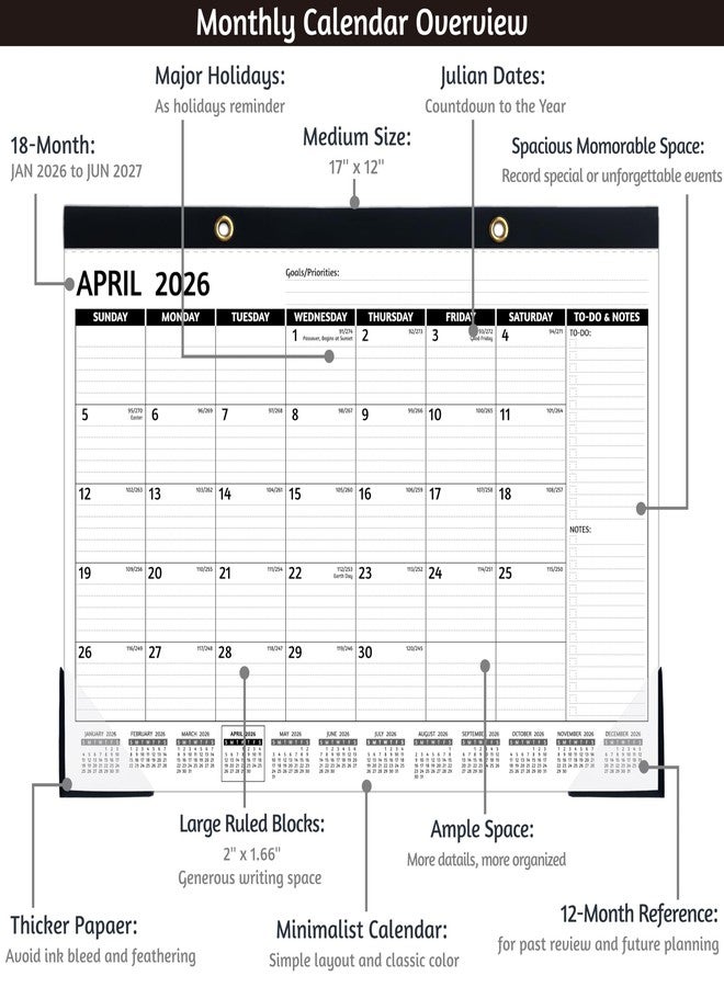 BowCuk 2026-2027 Desk Calendar, Medium, Black - Image 4