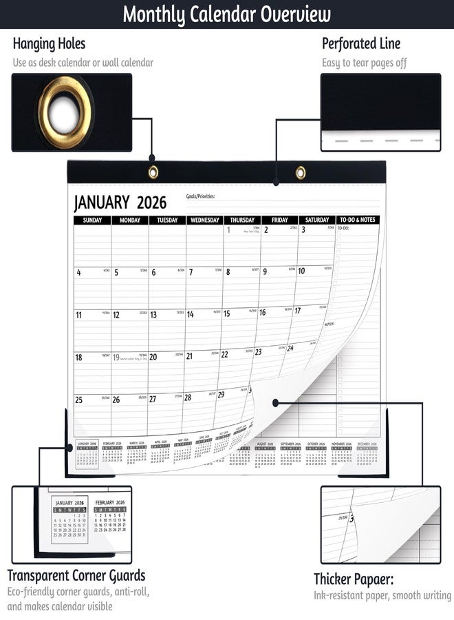 BowCuk 2026-2027 Desk Calendar, Medium, Black - Image 5