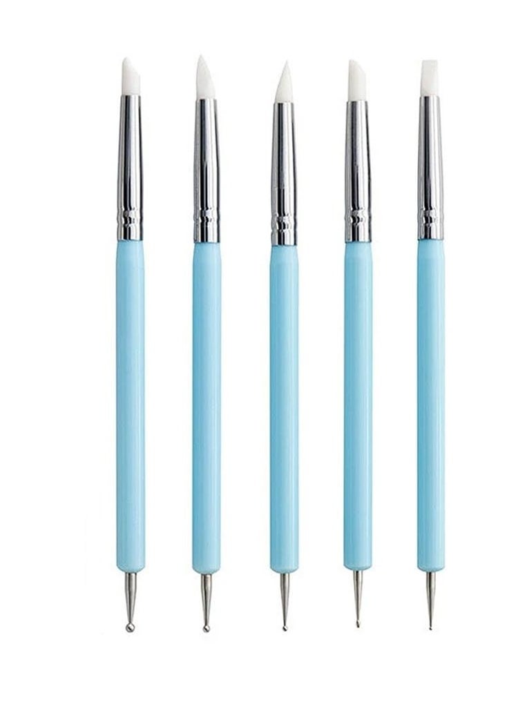 Mordely 5Pcs Art Dotting Pen Set Dual Tip UV Gel Silicone Relief Pen DIY Painting Coloring Pen Multifunctional Clay  - Image 1
