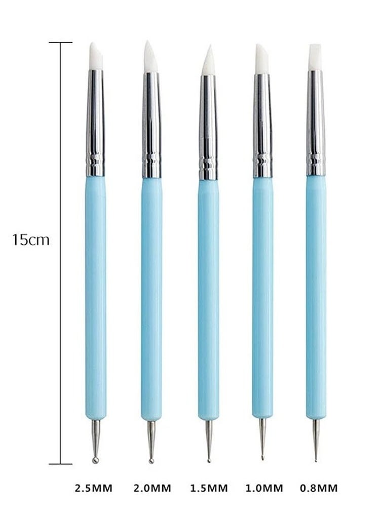 Mordely 5Pcs Art Dotting Pen Set Dual Tip UV Gel Silicone Relief Pen DIY Painting Coloring Pen Multifunctional Clay  - Image 4