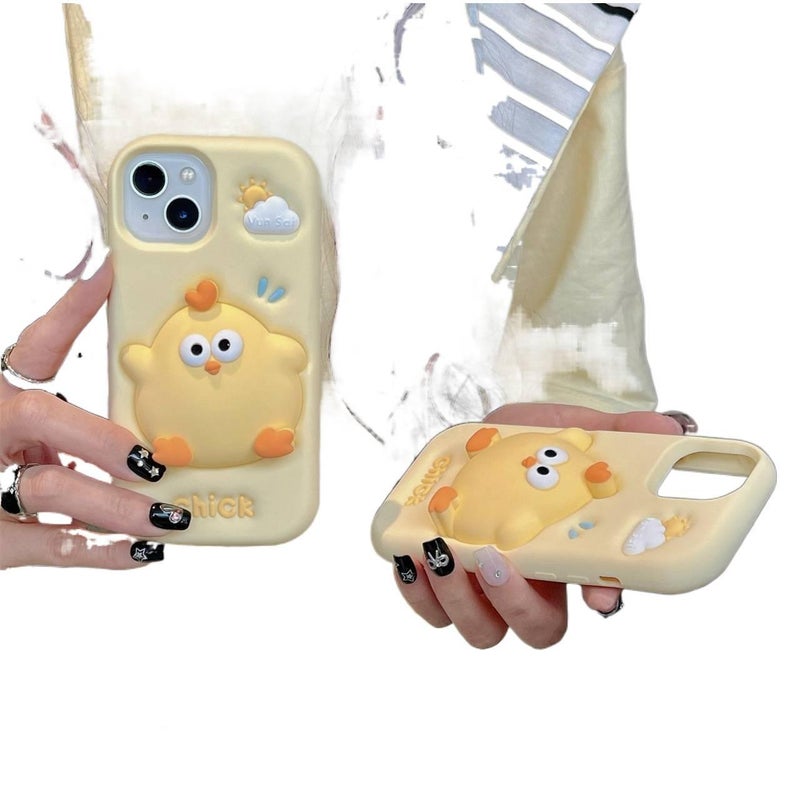 iPhone 13 Cover Silicone Scratch Resistant Protective , , for , Stress Relief Chick Yellow for School Days - Image 5
