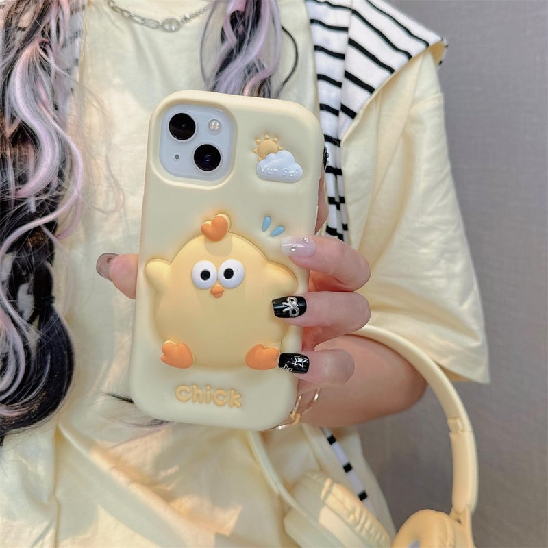iPhone 13 Cover Silicone Scratch Resistant Protective , , for , Stress Relief Chick Yellow for School Days - Image 2