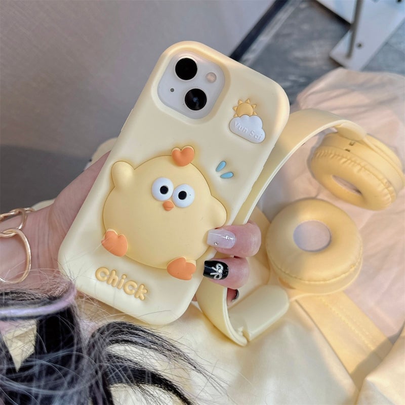 iPhone 13 Cover Silicone Scratch Resistant Protective , , for , Stress Relief Chick Yellow for School Days - Image 3