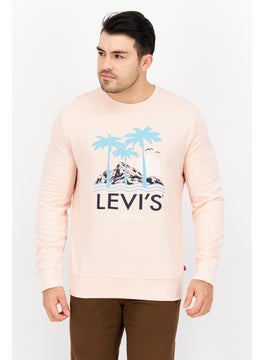 Levi's Men Crew Neck Long Sleeve Graphic Print Sweatshirt, Peach  - Image 1