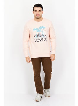 Levi's Men Crew Neck Long Sleeve Graphic Print Sweatshirt, Peach  - Image 2