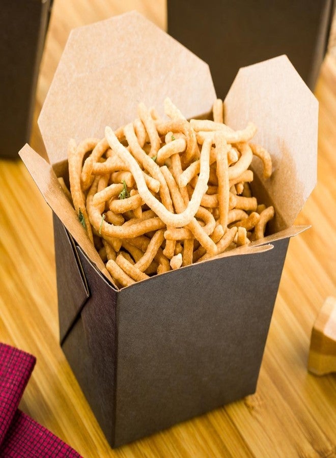 Restaurantware-8 Ounce Noodle Take Out Boxes, 200 Disposable Food To Go Boxes - Tab-Lock, Stackable, Black Paper Take Home Boxes, Greaseproof, For Restaurants, Catering, And Parties - Image 3