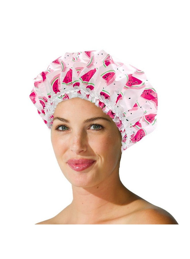 Betty Dain Reusable Vinyl Shower Cap & Bath Cap Frosted Peva Elastic Stretch Hem. Multiuse Waterproof Stretchy Hair Cap For All Hair Lengthsone In A Melon Shower Cap For Women - Image 1