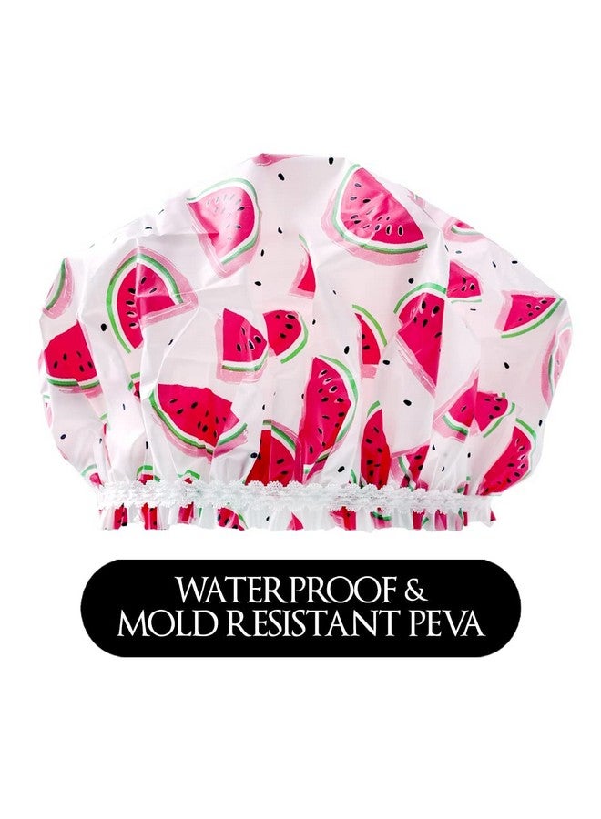 Betty Dain Reusable Vinyl Shower Cap & Bath Cap Frosted Peva Elastic Stretch Hem. Multiuse Waterproof Stretchy Hair Cap For All Hair Lengthsone In A Melon Shower Cap For Women - Image 4
