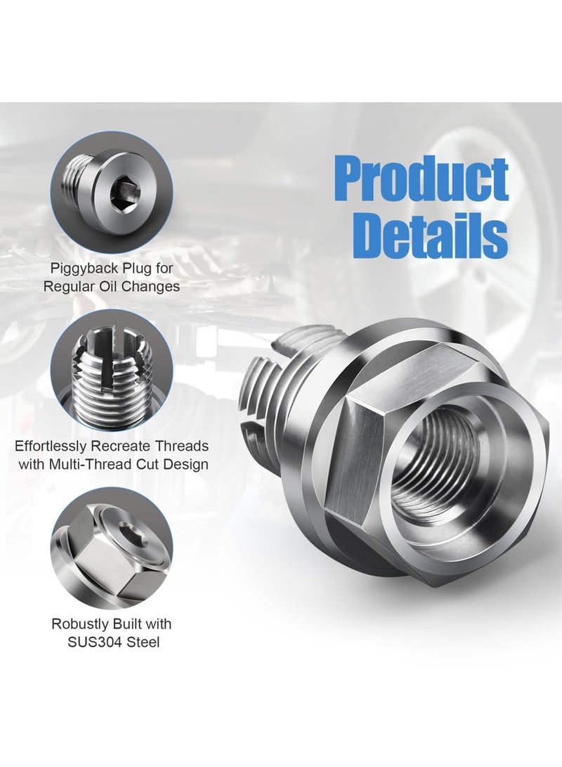 SYOSI M12.1-1.75 x 15mm Oversize Oil Drain Plug Stainless Steel Oil Pan Drain Bolt withwith Copper Washers and O-Rings ，Applicable to most Cadillac, Mustang, Ford, Camaro, Mondeo, Kuga and More Vehicles - Image 5