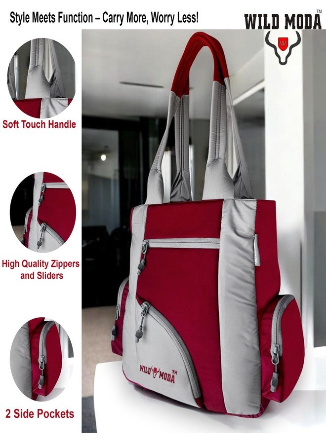 WILD MODA Kat Women Shoulder and Tote Bag (Maroon & Grey) - Image 3