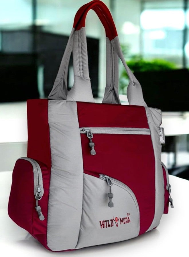 WILD MODA Kat Women Shoulder and Tote Bag (Maroon & Grey) - Image 2