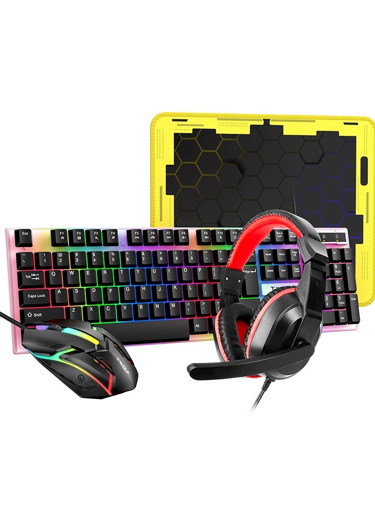 HaveDream Keyboard, Mouse, Headset, Mouse Pad Four-Piece Set, Luminous Gaming Mechanical Keyboard Set - Image 2