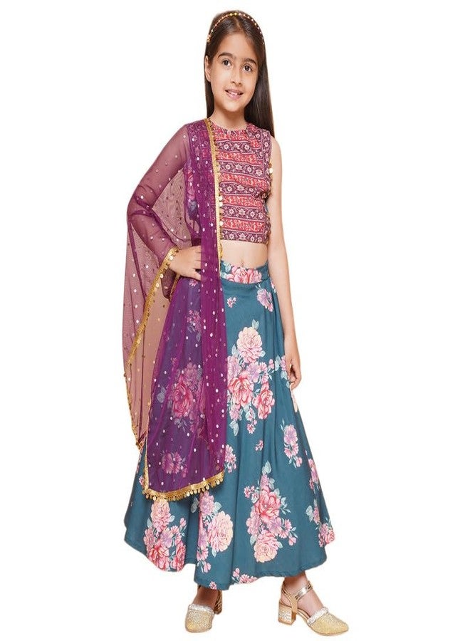 Ahalyaa Girl's Polyester Kids Lehenga Choli (87K-753COM-KDBLSKDU-5-6Y5-6Y) - Image 1