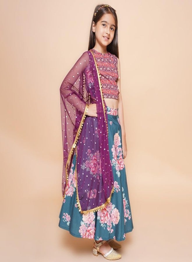 Ahalyaa Girl's Polyester Kids Lehenga Choli (87K-753COM-KDBLSKDU-5-6Y5-6Y) - Image 3