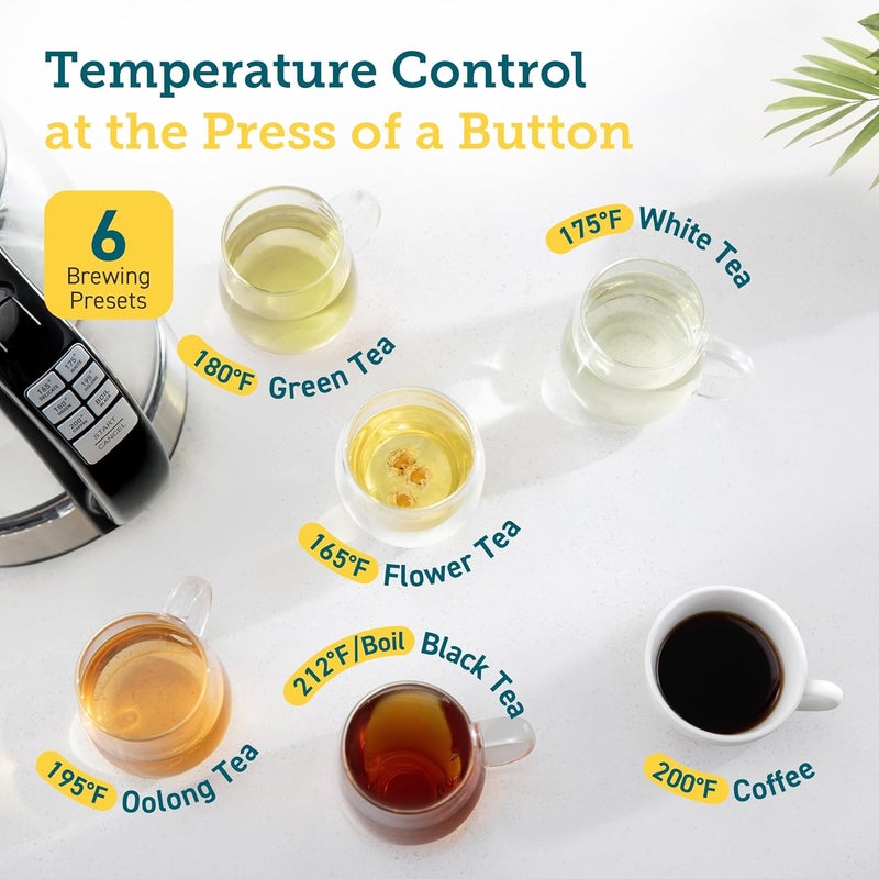 COSORI Electric Kettle Temperature Control with 6 Presets, 60min Keep Warm 1.7L Electric Tea Kettle & Hot Water Boiler, 304 Stainless Steel Filter, Auto-Off & Boil-Dry Protection, BPA Free, Black - Image 2