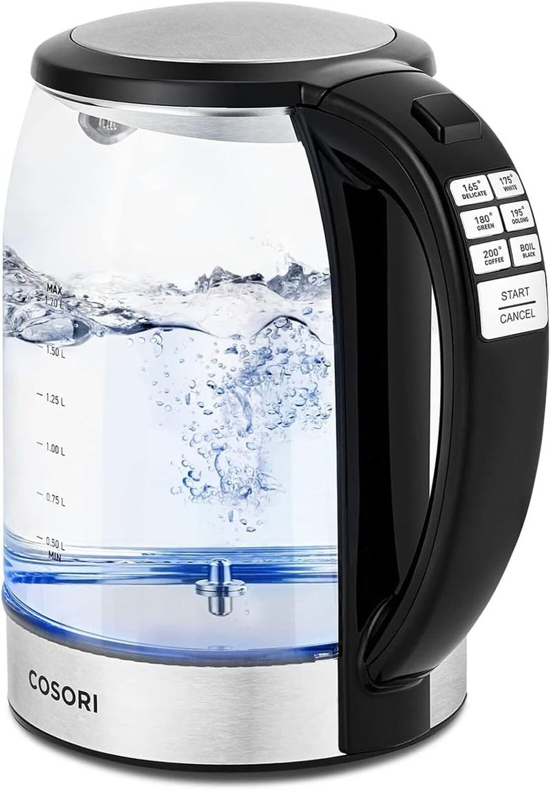 COSORI Electric Kettle Temperature Control with 6 Presets, 60min Keep Warm 1.7L Electric Tea Kettle & Hot Water Boiler, 304 Stainless Steel Filter, Auto-Off & Boil-Dry Protection, BPA Free, Black - Image 1