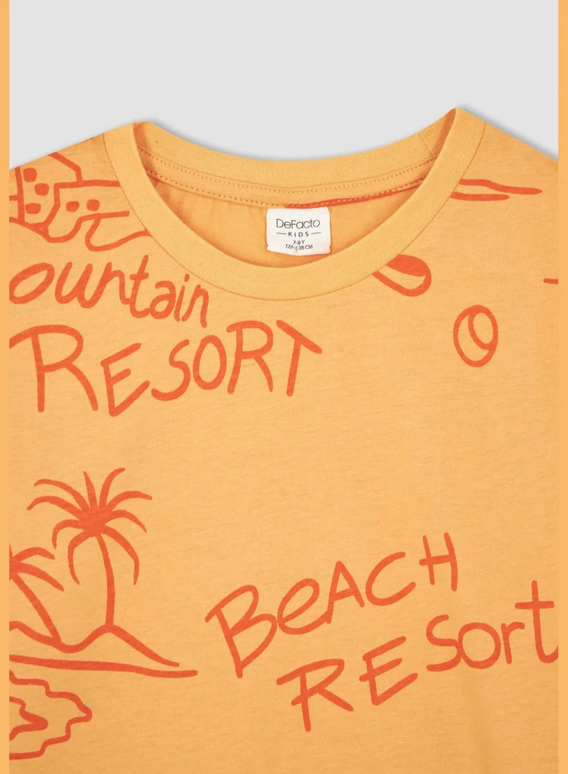 DeFacto Regular Fit Short Sleeve Slogan Print Pyjama Set