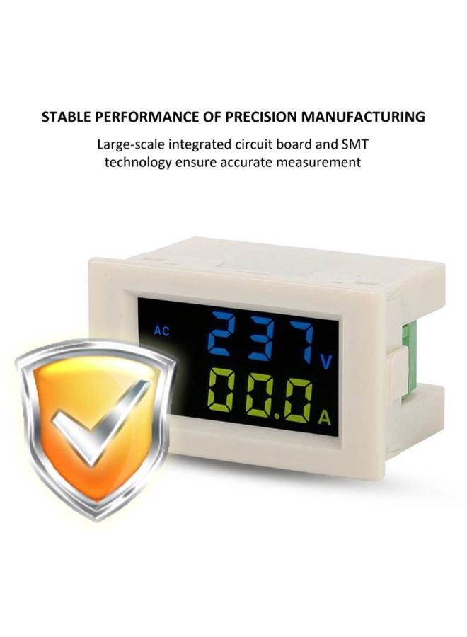 Loquat Double Digital LCD Display Voltmeter And Ammeter Tester White 68 x 38millimeter - Image 3