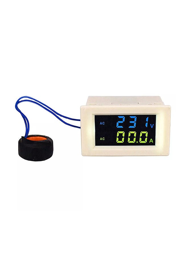 Loquat Double Digital LCD Display Voltmeter And Ammeter Tester White 68 x 38millimeter - Image 1