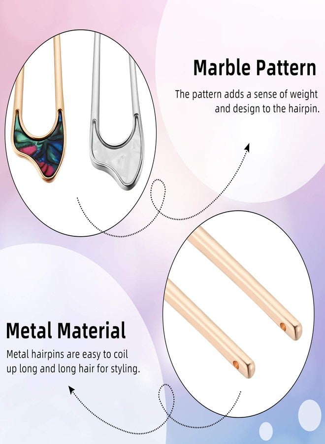 Chuangdi 4 Pieces U Shaped Hair Fork Vintage Metal Hair Pin Stick Elegant Headdress Accessory for Woman Girl(Gold and Silver) - Image 3