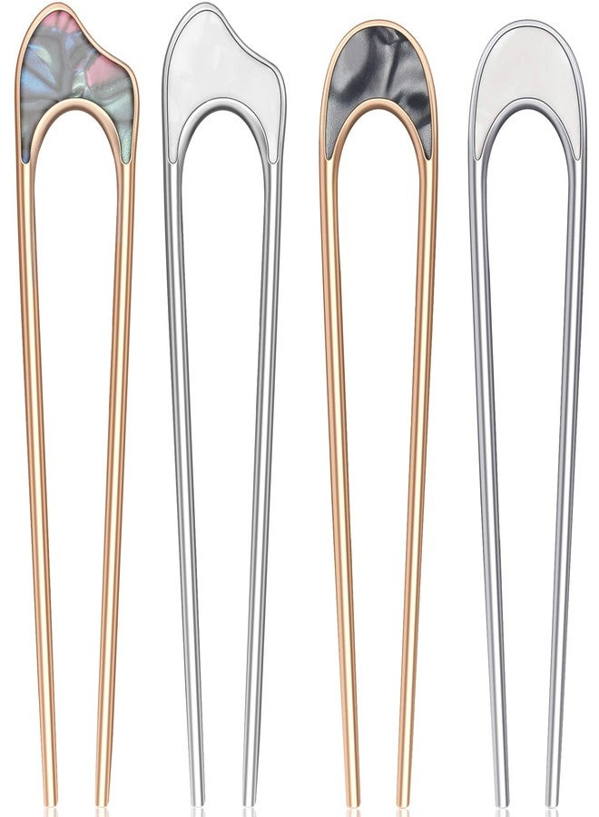 Chuangdi 4 Pieces U Shaped Hair Fork Vintage Metal Hair Pin Stick Elegant Headdress Accessory for Woman Girl(Gold and Silver) - Image 1