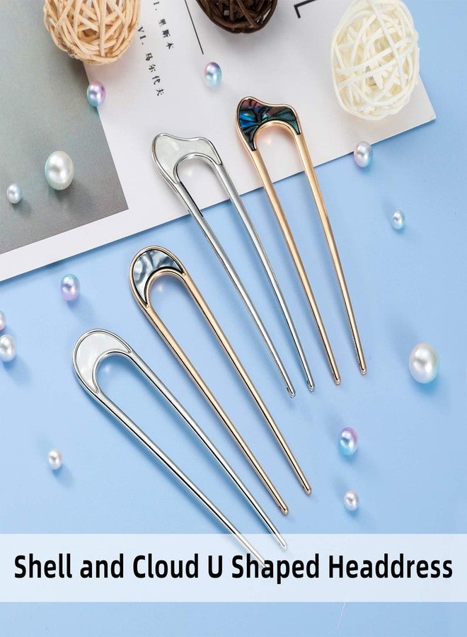 Chuangdi 4 Pieces U Shaped Hair Fork Vintage Metal Hair Pin Stick Elegant Headdress Accessory for Woman Girl(Gold and Silver) - Image 4