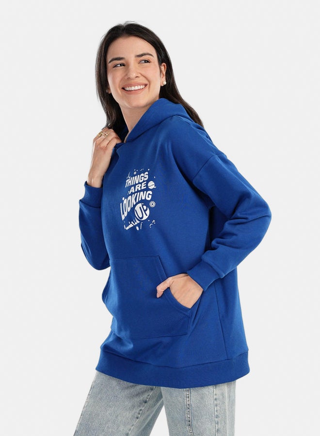 Clue Blue Printed Lounge Hoodie - Image 3