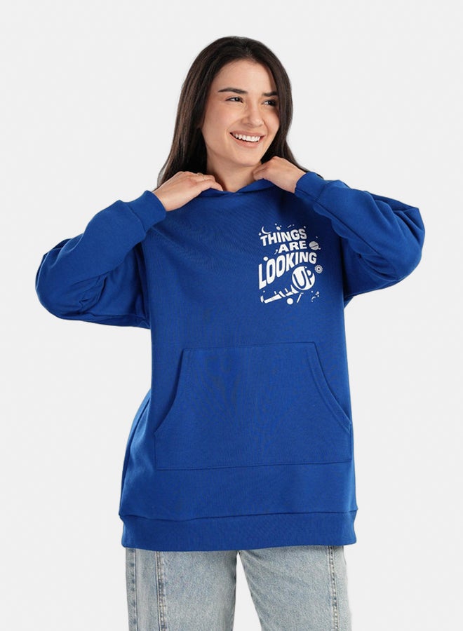 Clue Blue Printed Lounge Hoodie - Image 1