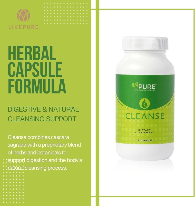 PURE Live Cleanse  Vegan Formula for Better Digestion  Encourages Gut Health  NonGMO  60 Capsules - Image 2
