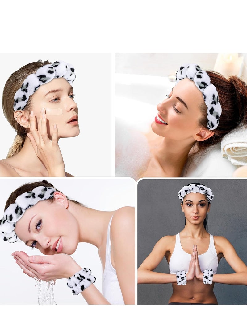 GUDOO 3 Pack Spa Headband for Washing Face Wristband Set Sponge Makeup Skincare Headband Wrist Towel Bubble Get Ready Hairband for Women Puffy Headwear Non Slip Thick Thin Hair Accessory - Image 5