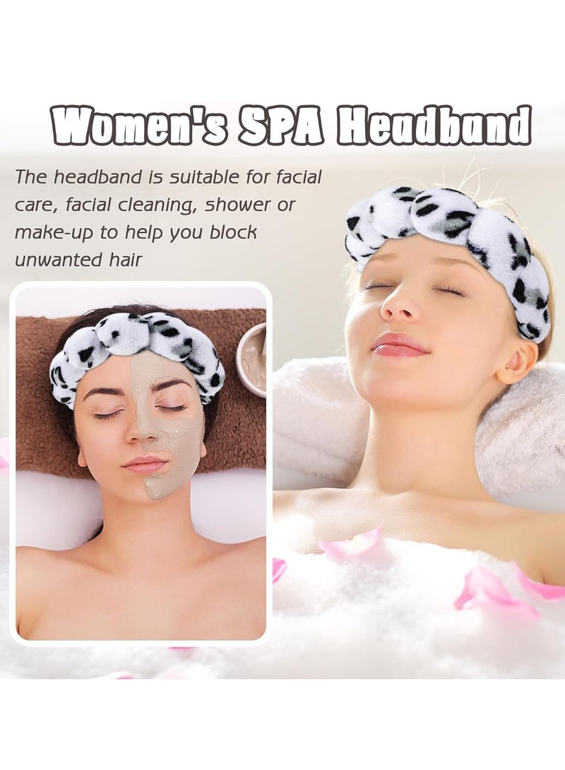 GUDOO 3 Pack Spa Headband for Washing Face Wristband Set Sponge Makeup Skincare Headband Wrist Towel Bubble Get Ready Hairband for Women Puffy Headwear Non Slip Thick Thin Hair Accessory - Image 4