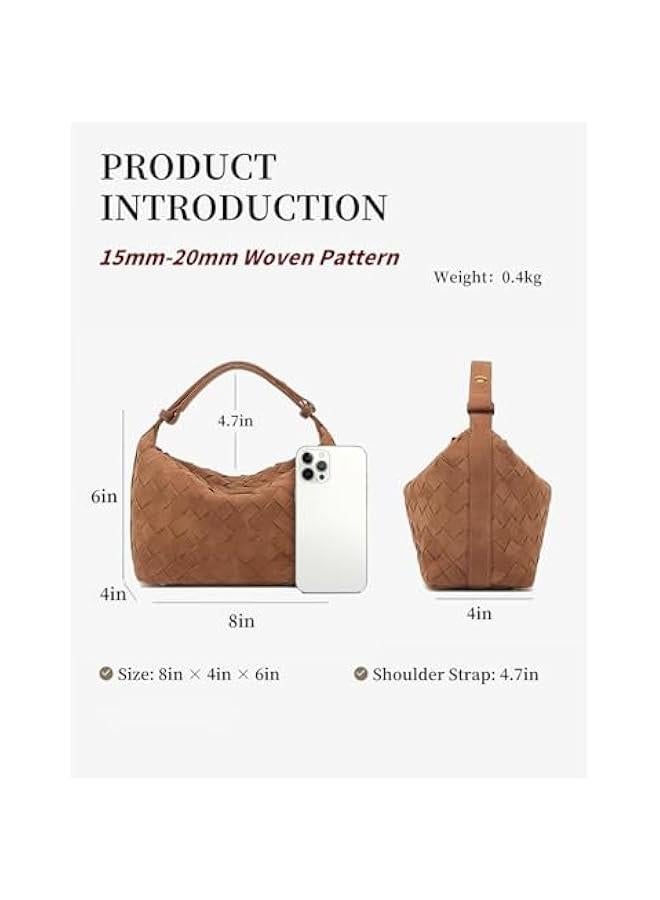 Arabest Luxurious Suede Hobo Bag - Women's Woven Leather Shoulder Bag with Spacious Interior  - Image 3