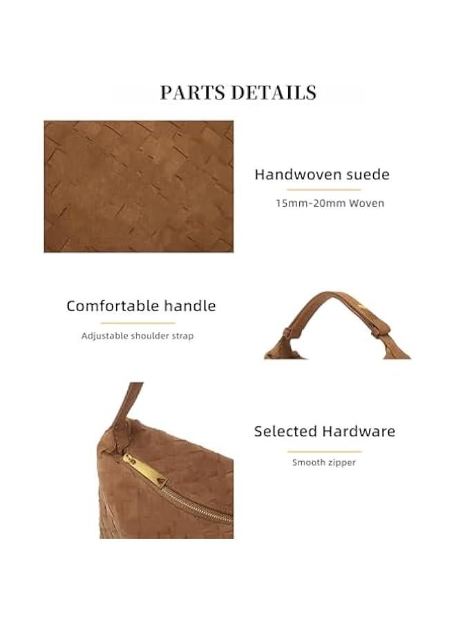 Arabest Luxurious Suede Hobo Bag - Women's Woven Leather Shoulder Bag with Spacious Interior  - Image 5