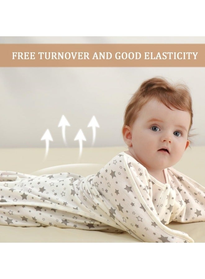CCOVERY Baby Sleeping Bag Newborn 0-6 Baby Swaddle Blanket Wrap for Newborn Boy & Girl, 100% Cotton Infant Adjustable Swaddling Sleep Sack, Super Soft Nursery Swaddling Blankets (65cm White)  - Image 4