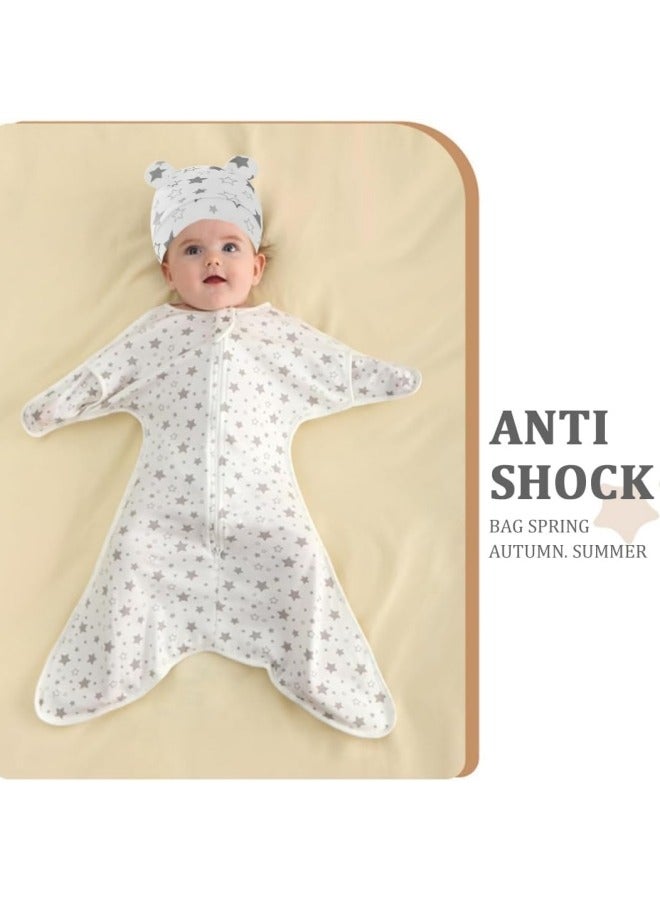 CCOVERY Baby Sleeping Bag Newborn 0-6 Baby Swaddle Blanket Wrap for Newborn Boy & Girl, 100% Cotton Infant Adjustable Swaddling Sleep Sack, Super Soft Nursery Swaddling Blankets (65cm White)  - Image 5