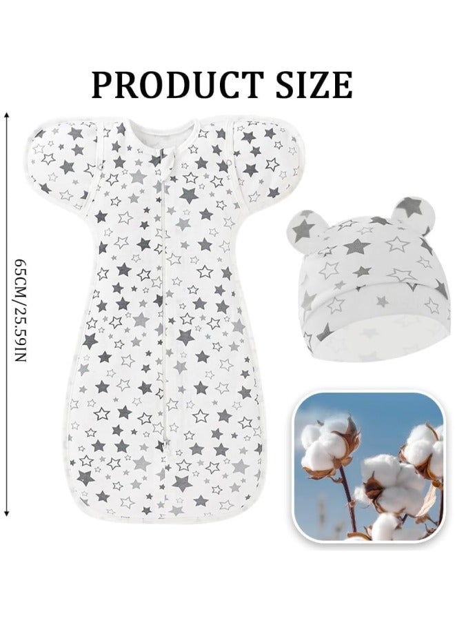 CCOVERY Baby Sleeping Bag Newborn 0-6 Baby Swaddle Blanket Wrap for Newborn Boy & Girl, 100% Cotton Infant Adjustable Swaddling Sleep Sack, Super Soft Nursery Swaddling Blankets (65cm White)  - Image 2