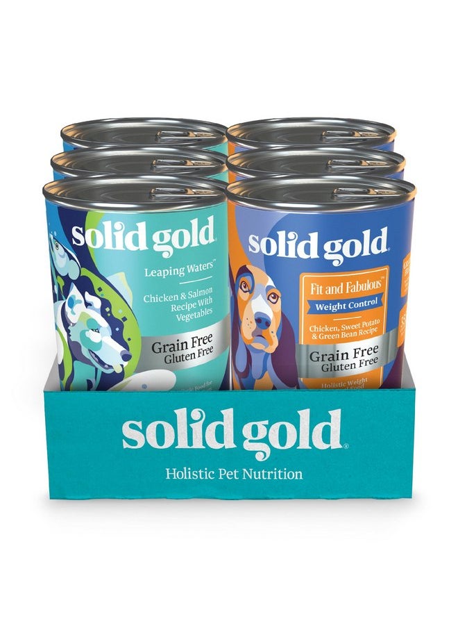 solid gold - Solid Gold Wet Dog Food Variety Pack for Picky Eaters - Fit & Fabulous Chicken + Leaping Waters Chicken & Salmon Grain Free Canned Dog Food - Made with Real Protein for Sensitive Stomachs - 6 Pack - Image 1