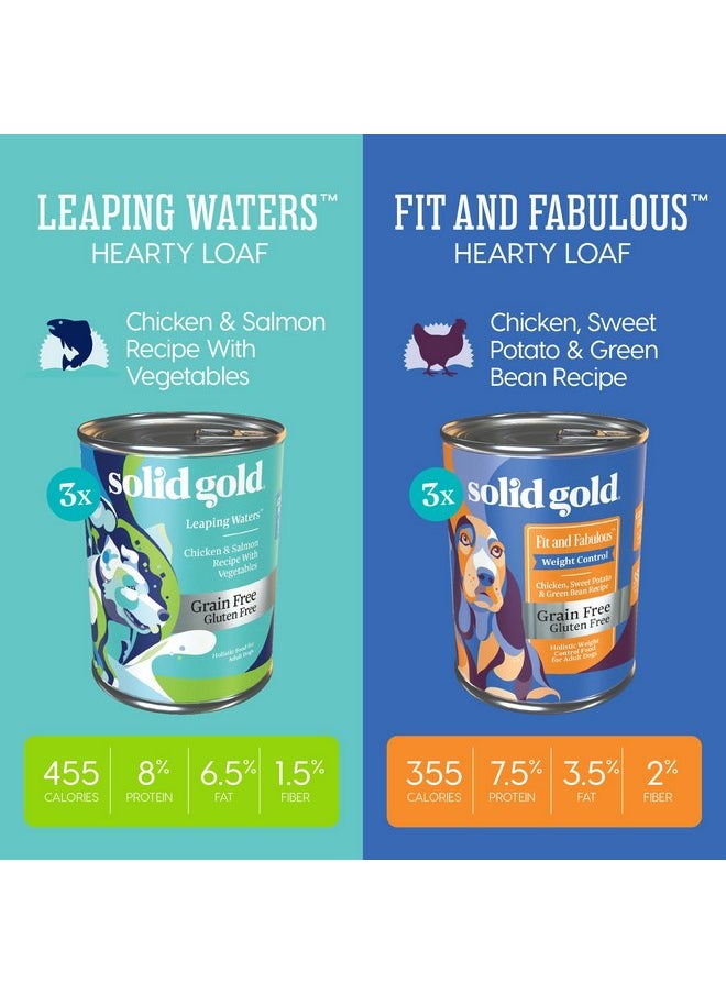 solid gold - Solid Gold Wet Dog Food Variety Pack for Picky Eaters - Fit & Fabulous Chicken + Leaping Waters Chicken & Salmon Grain Free Canned Dog Food - Made with Real Protein for Sensitive Stomachs - 6 Pack - Image 1