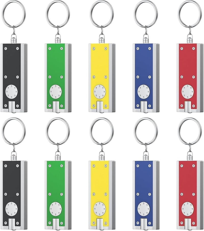 SHENYI 10 PCS Mini Keychain Flashlight Set - Ultra Bright LED Pocket Torches with Key Ring - Image 1